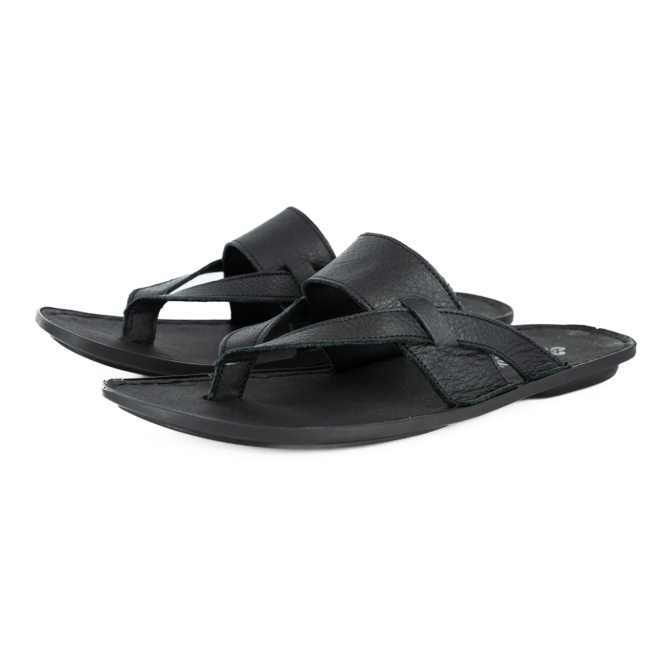 Mulanje : Men's Leather Sandal in Black Natan