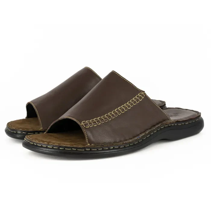 Sisika : Mens Leather Sandals in Choc Delta
