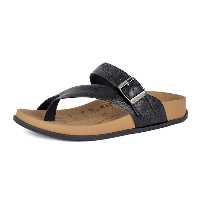Nyamzane : Ladies Leather Sandal in Black