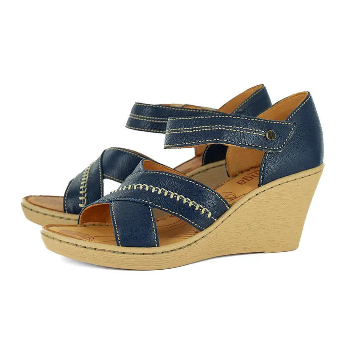 Tangier : Ladies Leather High-Heel Sandal in Marine