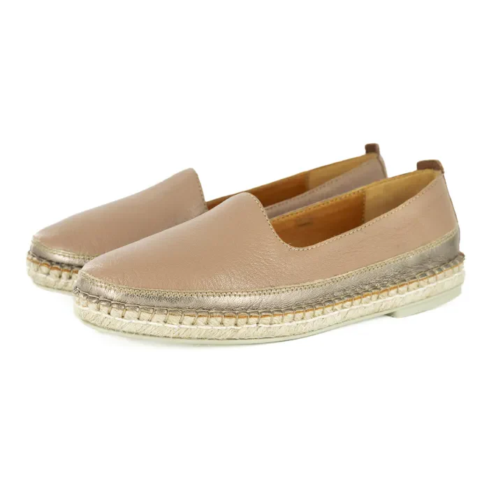Pongola : Ladies Leather Espadrille Shoe in Timber and Sabbia