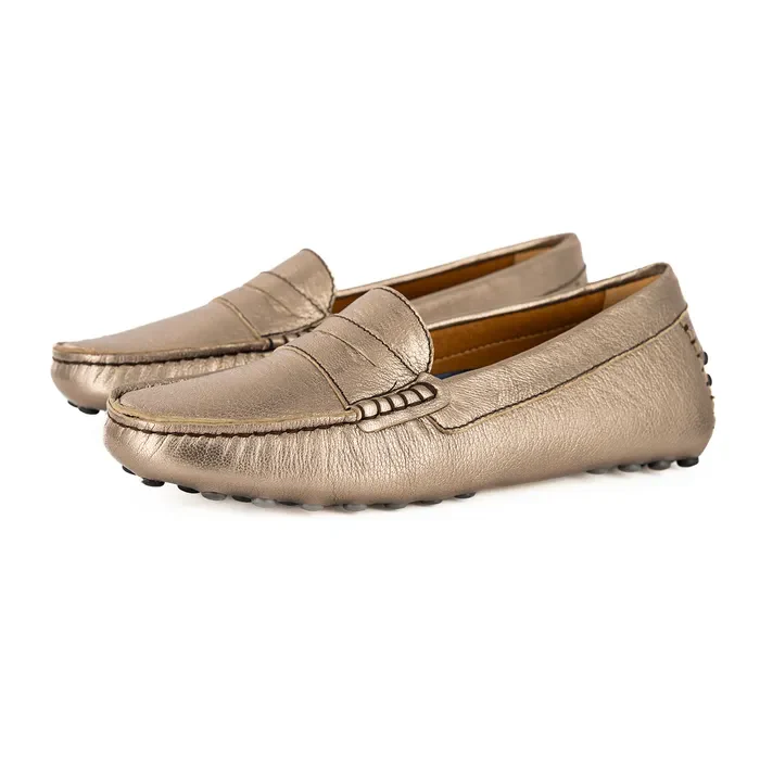 Jozini : Ladies Leather Moccasin In Sabbia