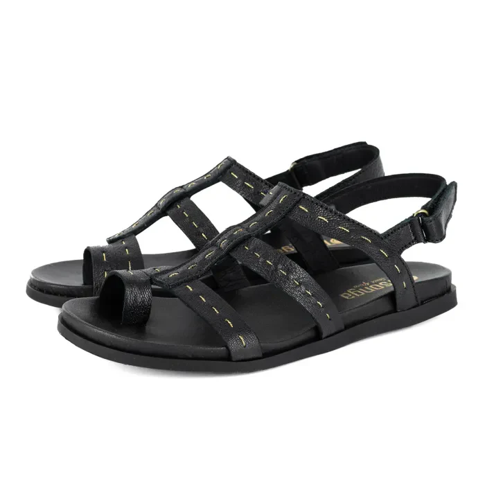 Kalahari : Ladies Leather Sandal in Black