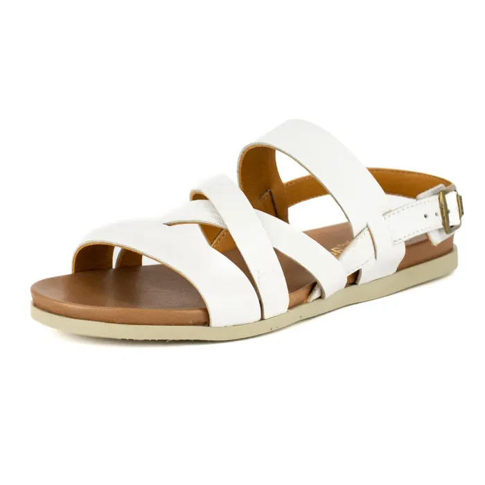 Kamativi : Ladies Leather Sandal in White