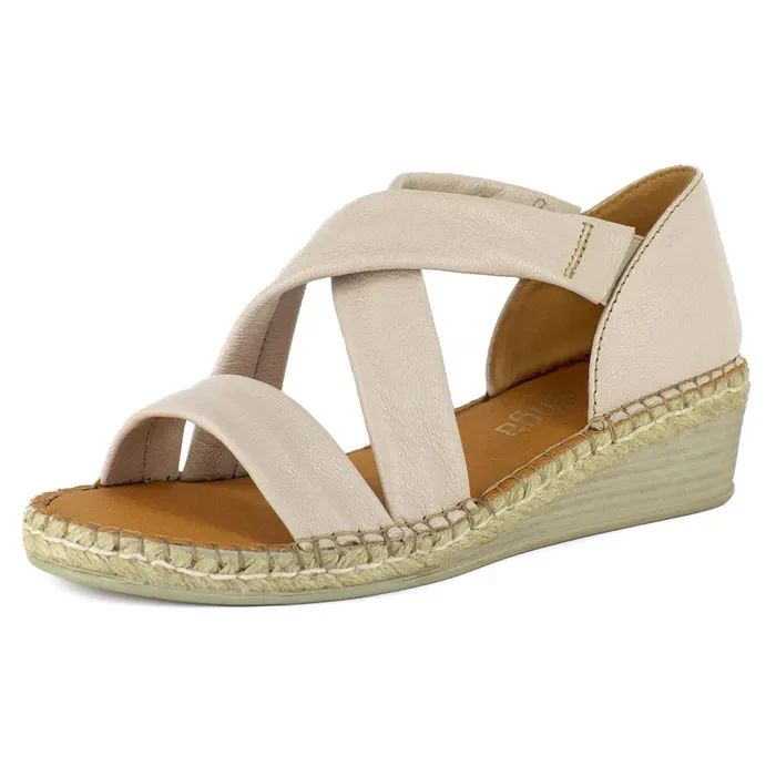Dumakude : Ladies Leather Espadrille Sandal in Cream