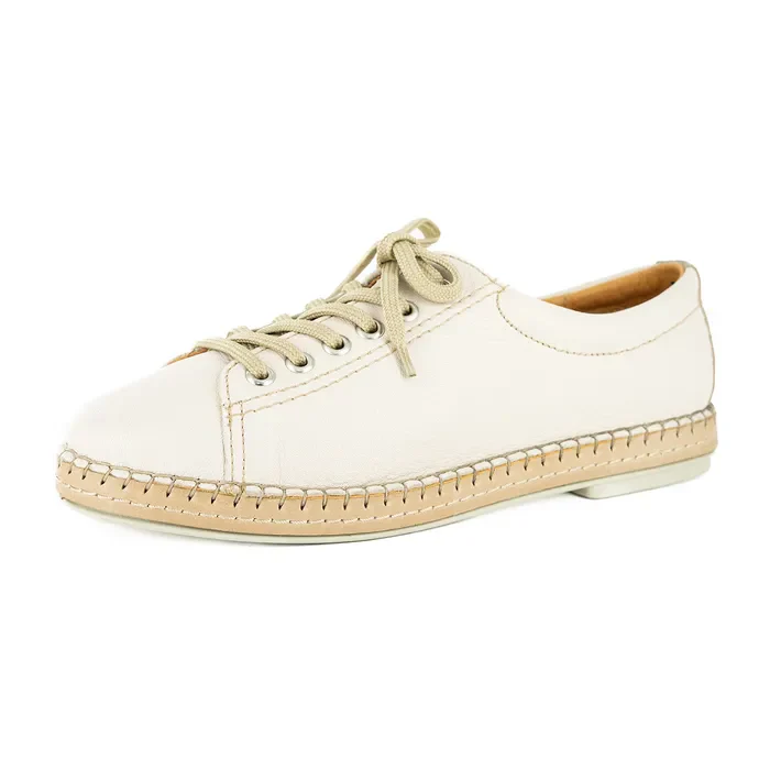 Naledi : Ladies Leather Sneaker in Cream