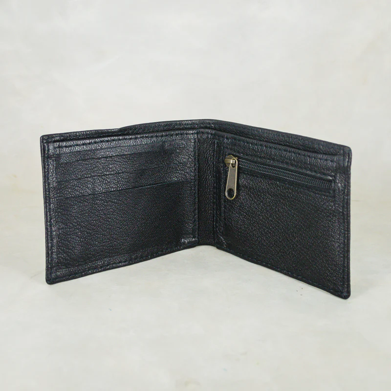 Pico : Mens Leather Wallet with Coin Compartment in Black Cayak