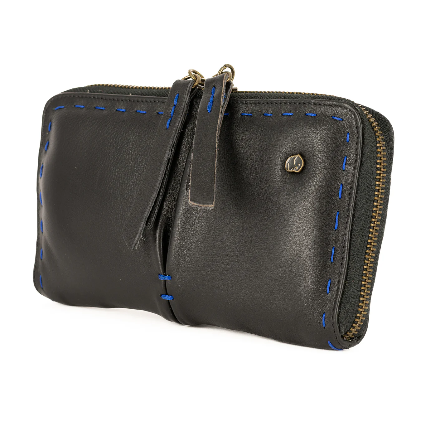 Olwethu : Ladies Leather Clutch Purse in Black Delta