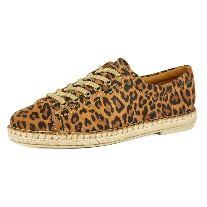 Yebo : Ladies Leather Espadrille Sneaker in Spotted Lisoto