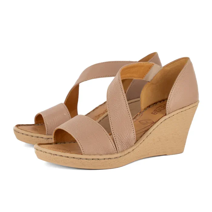 Nompempe : Ladies Leather High-Heel Sandal in Timber