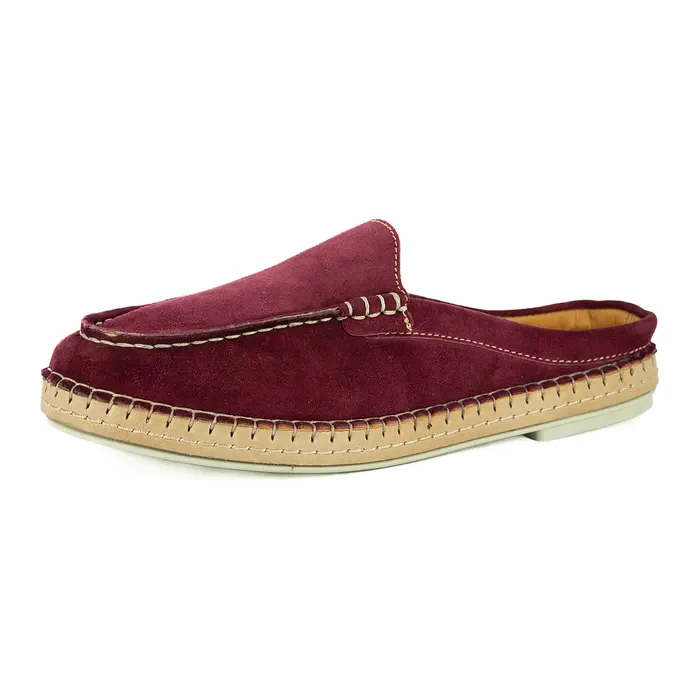 Lebowa : Ladies Leather Mule in Burgandy Suede