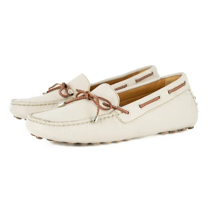 Kamensi : Ladies Leather Moccasin In Cream Cayak