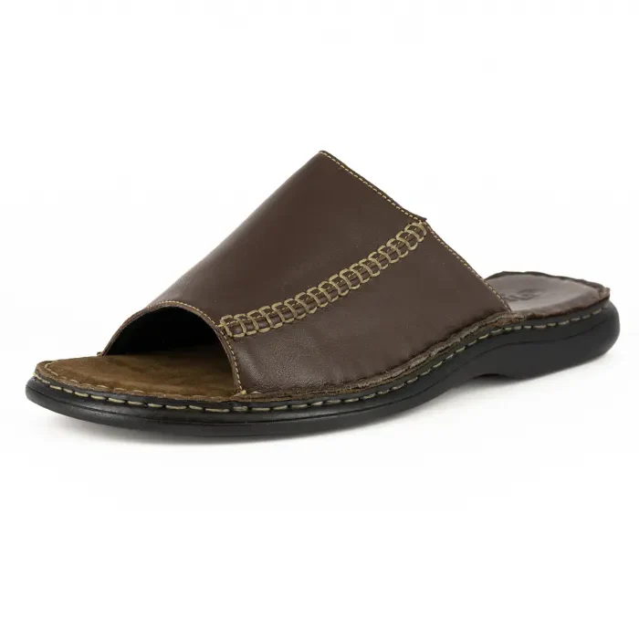 Sisika : Mens Leather Sandals in Choc Delta