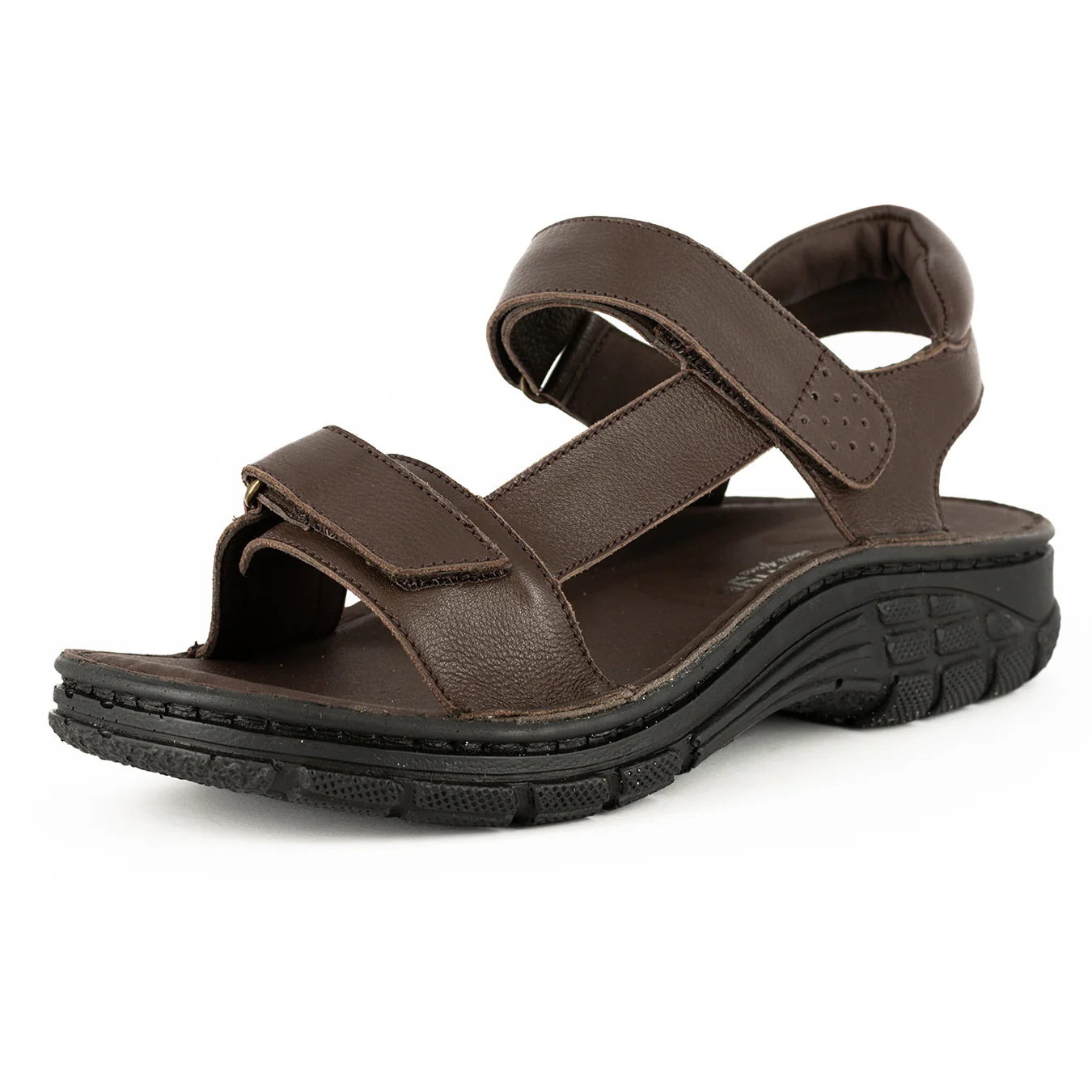 Toliara : Mens Leather Sandals in Choc Delta