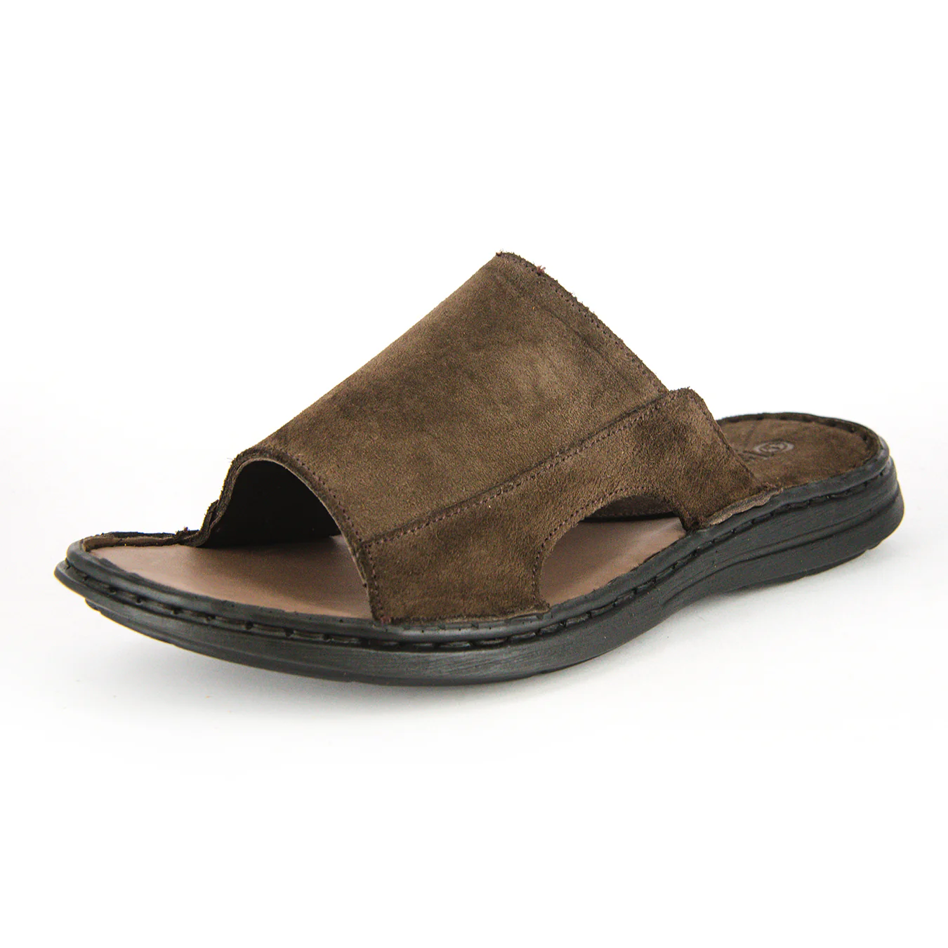 Juza : Mens Leather Sandal in Choc Dallas