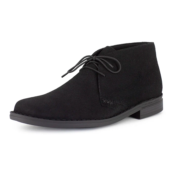 Ncenga : Mens Leather Desert Boot in Black