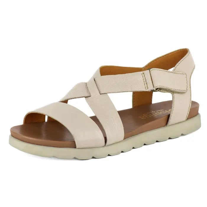 Mawisa : Ladies Leather Sandal in Cream