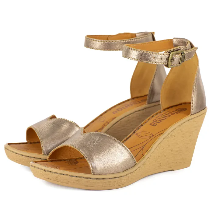 Kano : Ladies Leather High-Heel Sandal in Sabbia