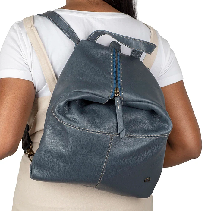 Ncumisa : Leather Backpack in Denim