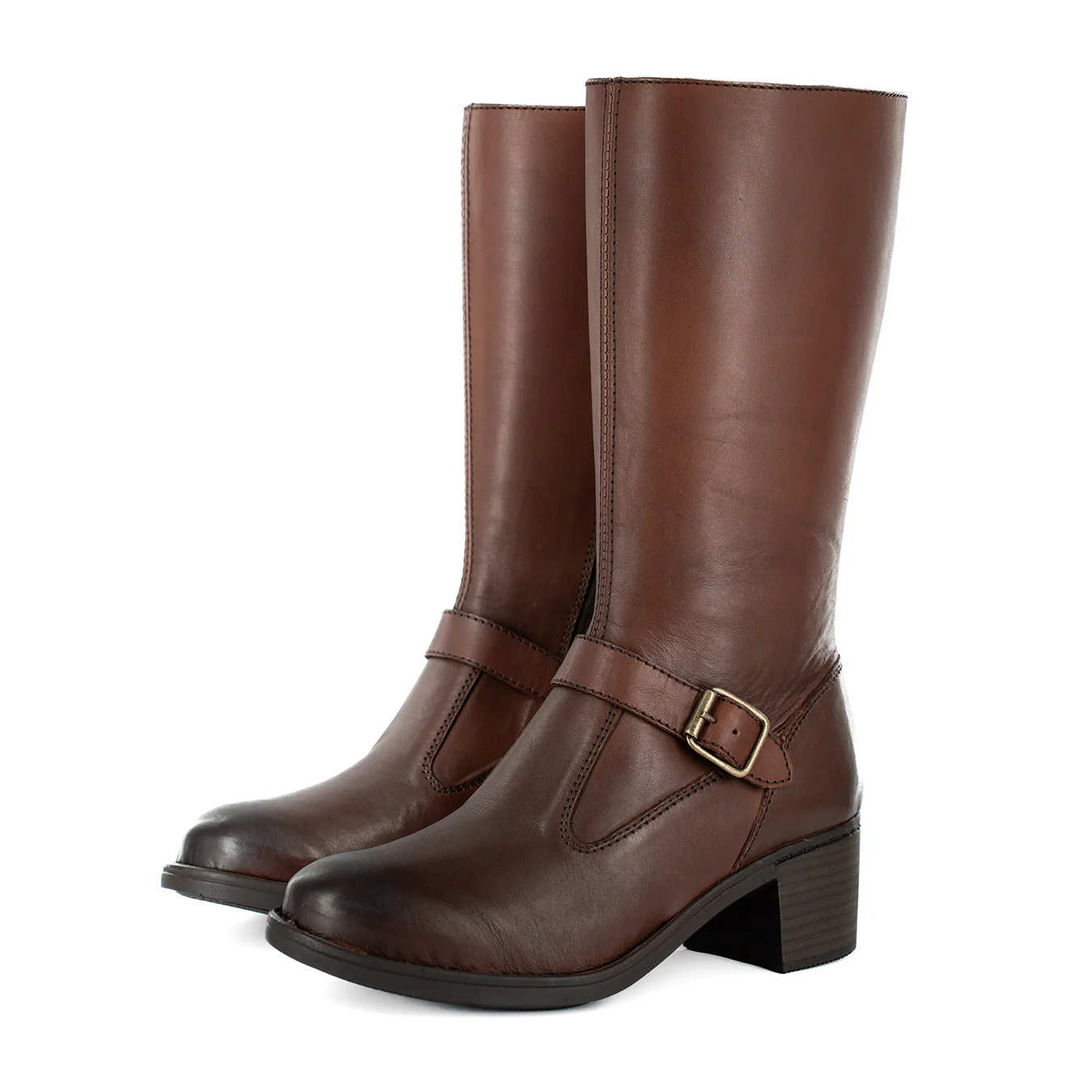 Bobedi : Ladies Leather Mid-calf Boot in Sable Relaxa