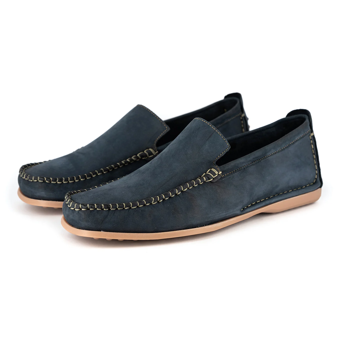Insonga : Mens Leather Moccasin in Marine Nubuck
