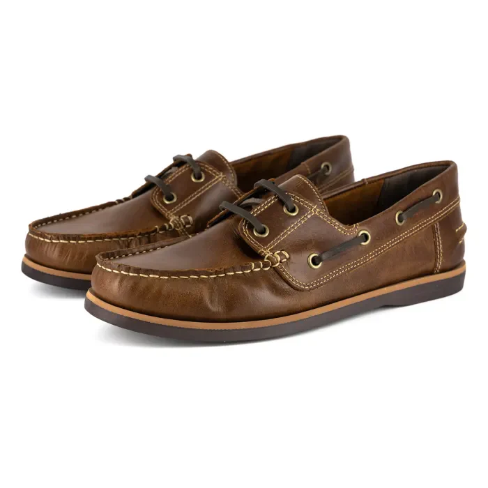 Thami : Mens Leather Boat Shoe in Brown Carvano