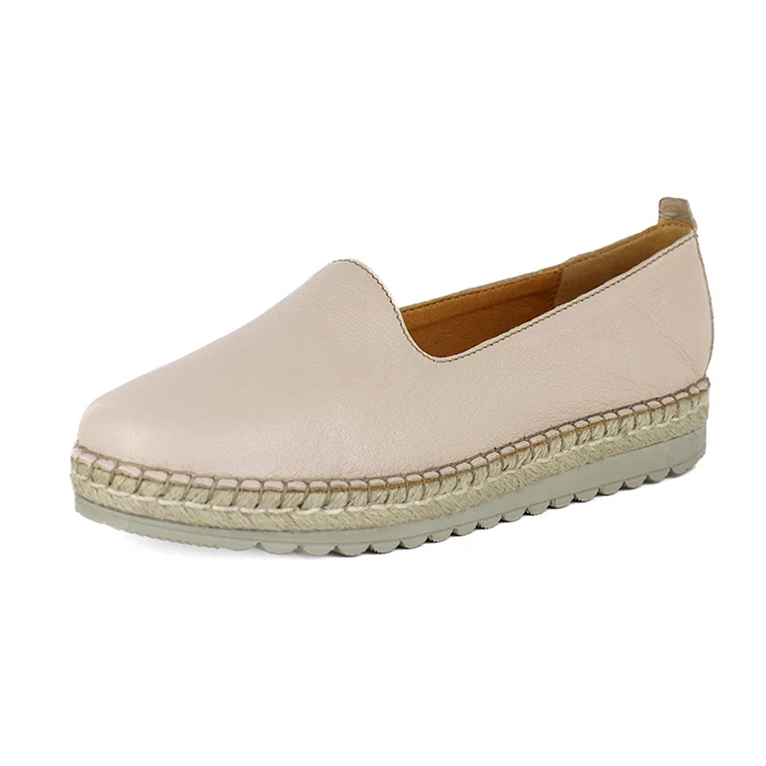 Banjul : Ladies Leather Espadrille in Cream