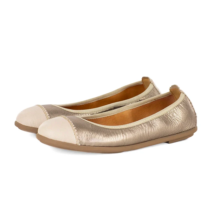 Mabuyana : Ladies Leather Pump in Sabbia & Cream