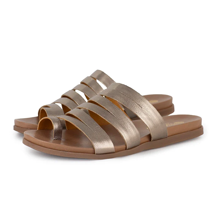 Abuye : Ladies Leather Sandal in Sabbia