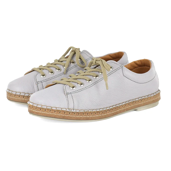 Naledi : Ladies Leather Sneaker in Grey Mist