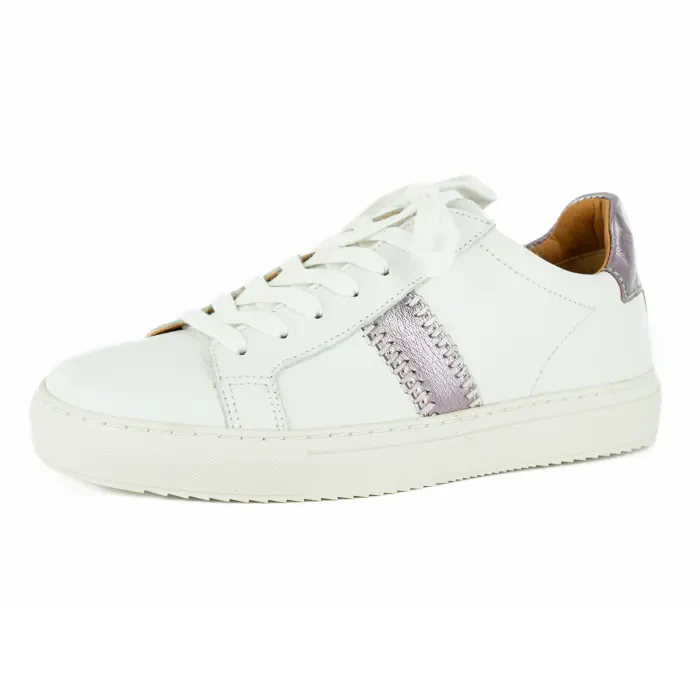 Tripoli : Ladies Leather Sneaker in White & Blush