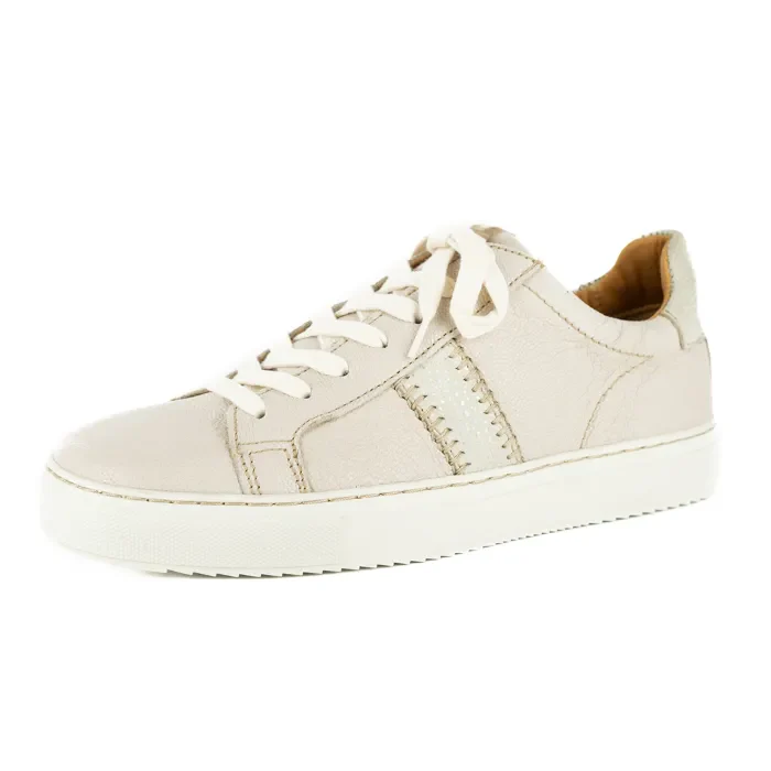 Tripoli : Ladies Leather Sneaker in Cream & Stone