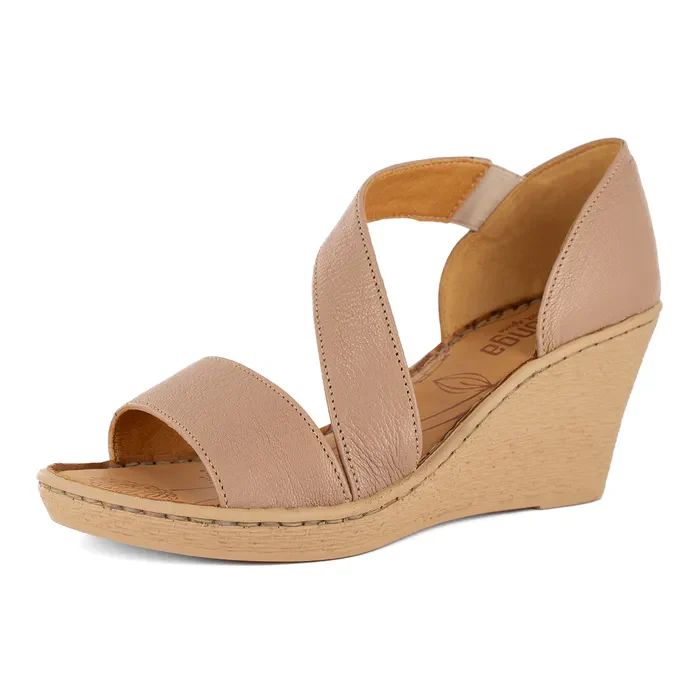 Nompempe : Ladies Leather High-Heel Sandal in Timber