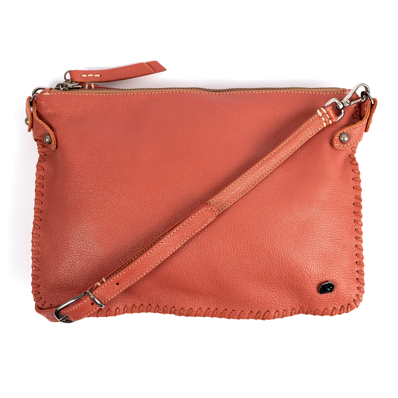 Rantu : Ladies Leather Crossbody Handbag in Burnt Orange