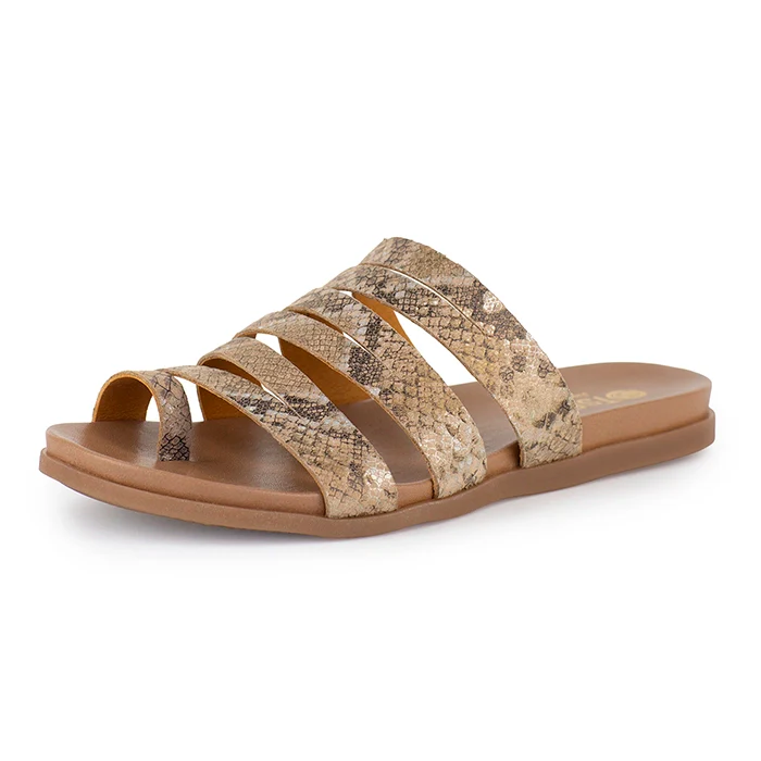 Abuye : Ladies Leather Sandal in Noisette