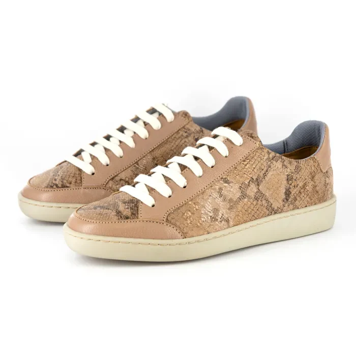 Isahluko : Ladies Leather Sneaker in Noisette & Timber