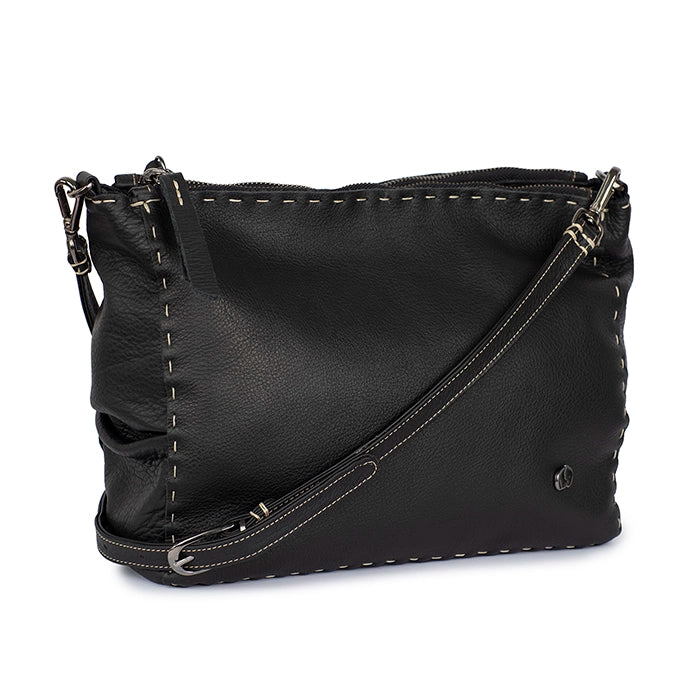 Gabi : Ladies Leather Crossbody Handbag in Black Natan