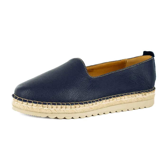 Banjul : Ladies Leather Espadrille in Marine
