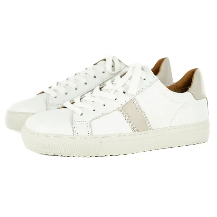 Tripoli : Ladies Leather Sneaker in White & Cream