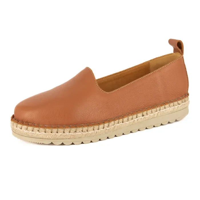 Banjul : Ladies Leather Espadrille in Oak