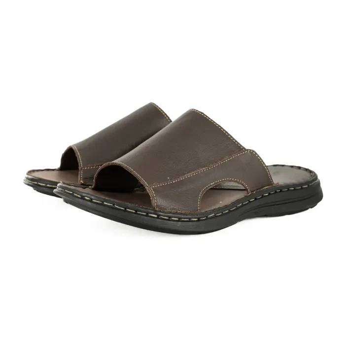 Juza : Mens Leather Sandal in Choc Natan
