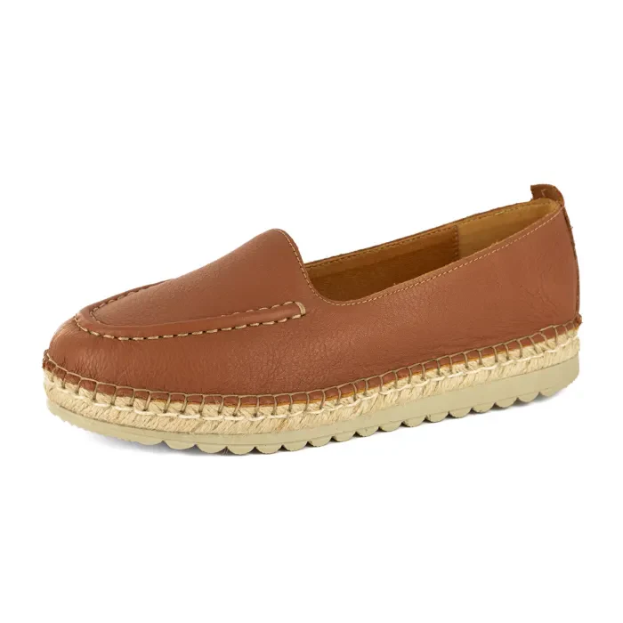 Dodoma : Ladies Leather Espadrille in Oak