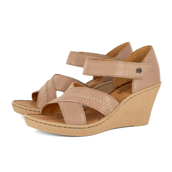 Tangier : Ladies Leather High-Heel Sandal in Timber