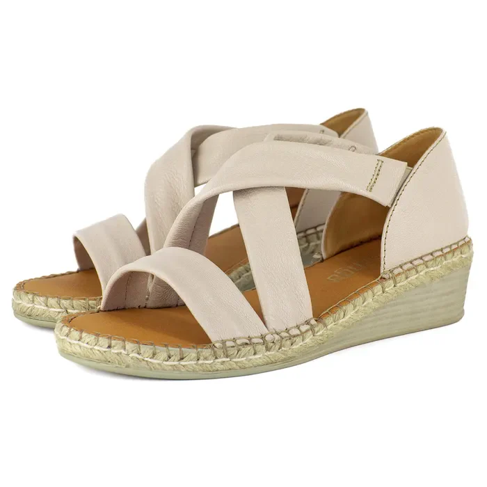 Dumakude : Ladies Leather Espadrille Sandal in Cream