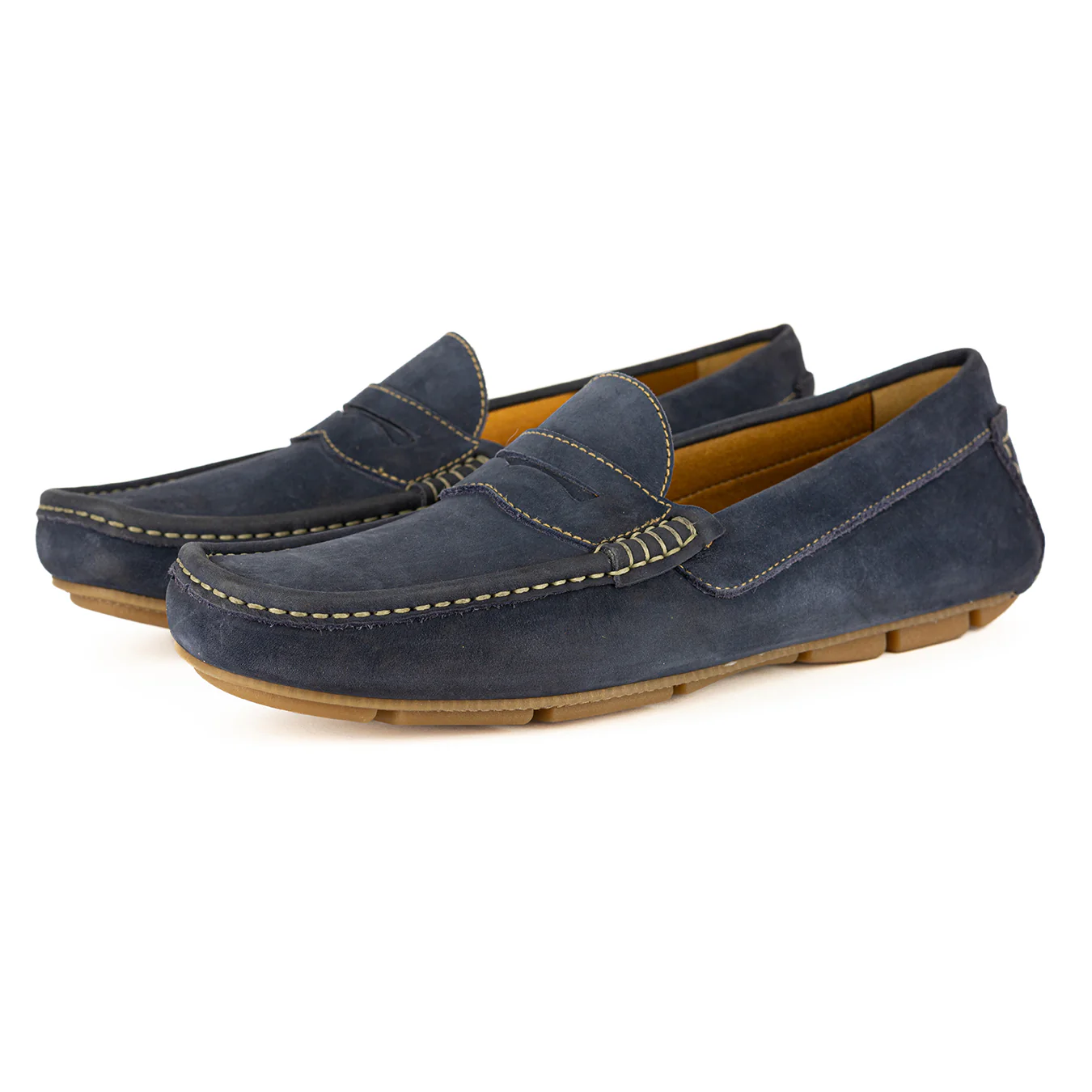 Cairo : Men's Leather Moccasin in Marine Nubuck