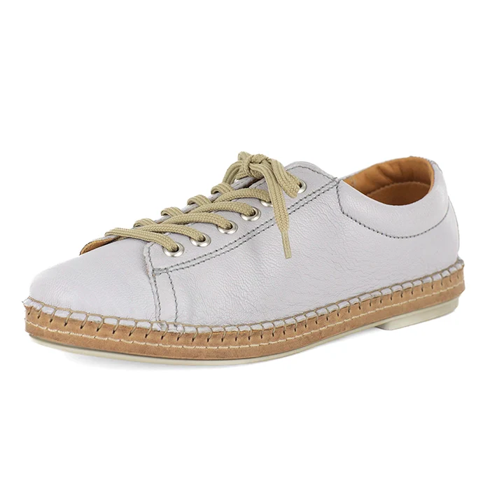 Naledi : Ladies Leather Sneaker in Grey Mist