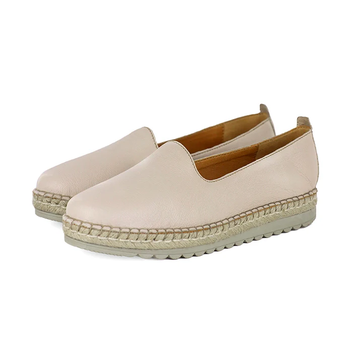 Banjul : Ladies Leather Espadrille in Cream