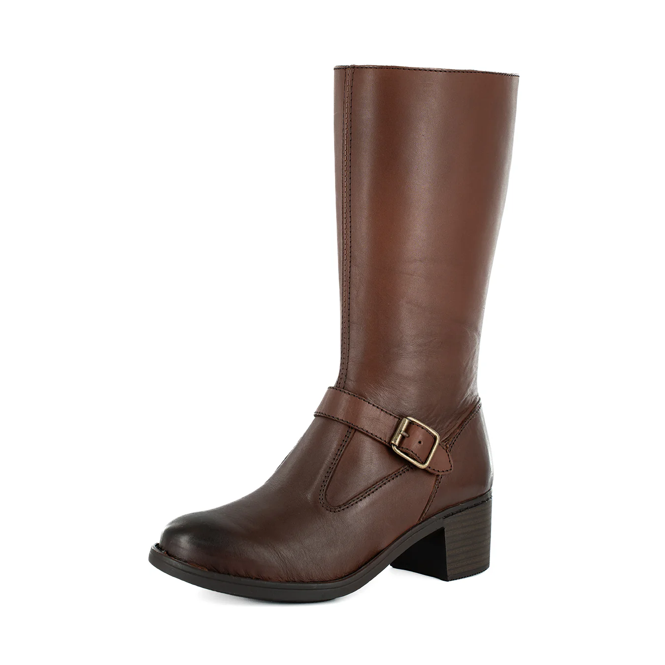 Bobedi : Ladies Leather Mid-calf Boot in Sable Relaxa