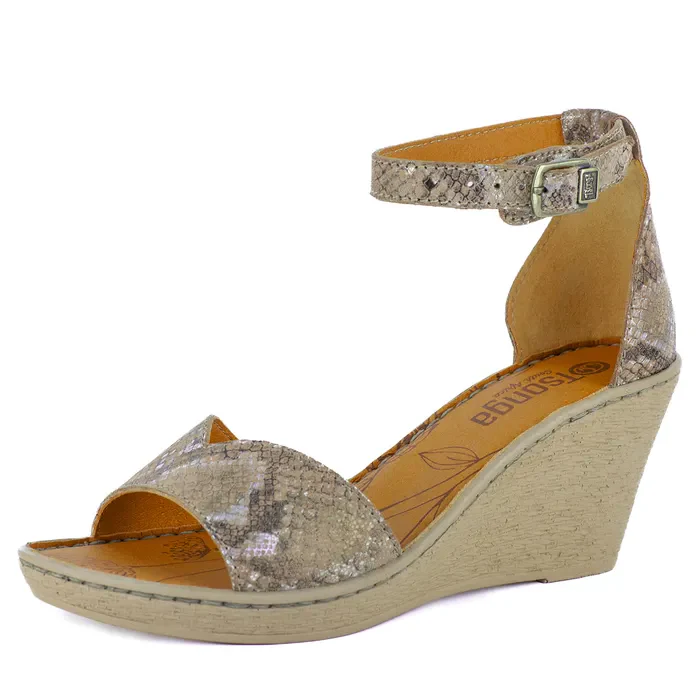 Kano : Ladies Leather High-Heel Sandal in Noisette