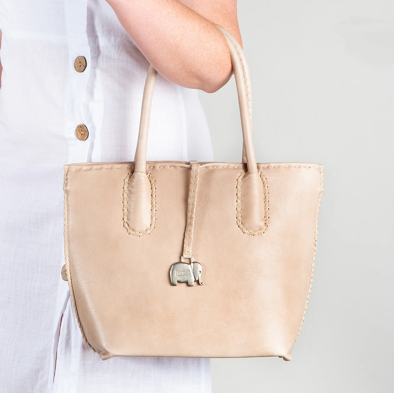 Azetha : Ladies Leather Shopper Handbag in Gravel Vintage